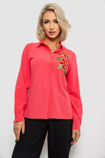 Сорочка жіноча класична з аплікацією, колір кораловий, 230R014