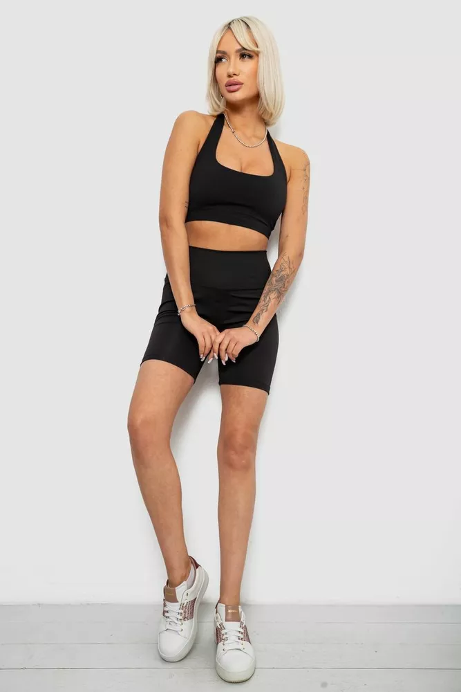 Купить Велотреки женские однотонные, цвет черный, 214R921 - Фото №2