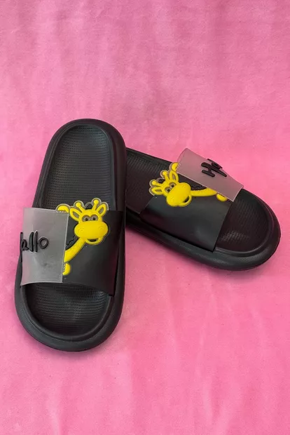 Шлепанцы женские с аппликацией, цвет черный, 243R5028-4