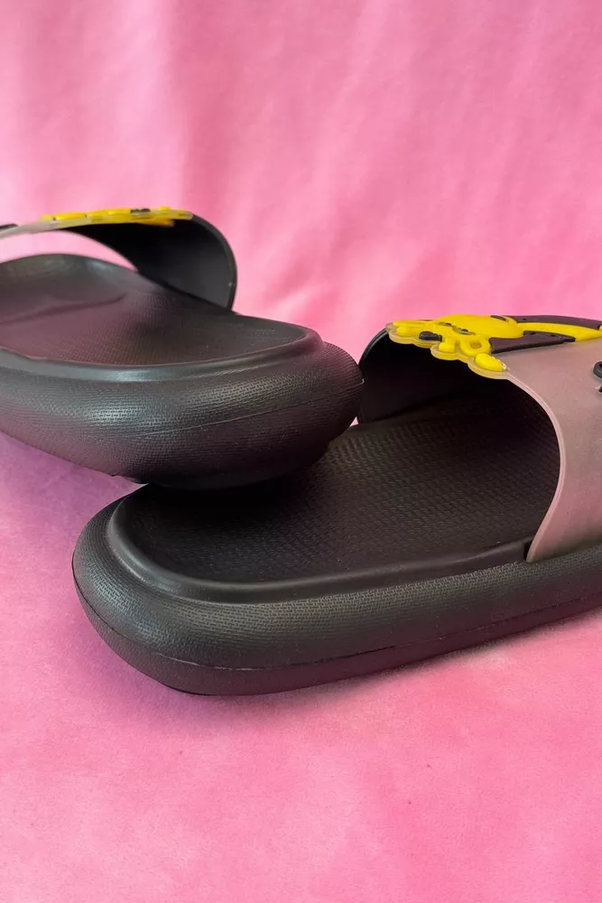 Купити Шльопанці жіночі з аплікацією, колір чорний, 243R5028-4 - Фото №5