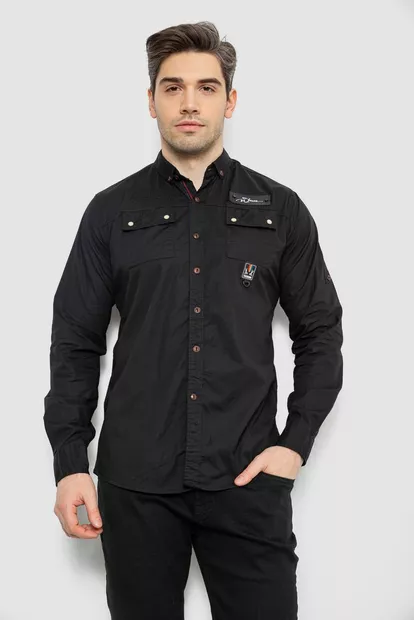 Рубашка мужская, цвет черный, 186R01-2