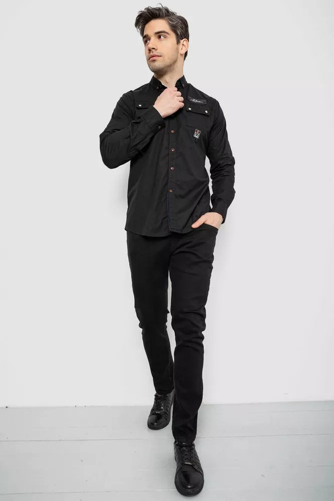 Купить Рубашка мужская, цвет черный, 186R01-2 - Фото №2