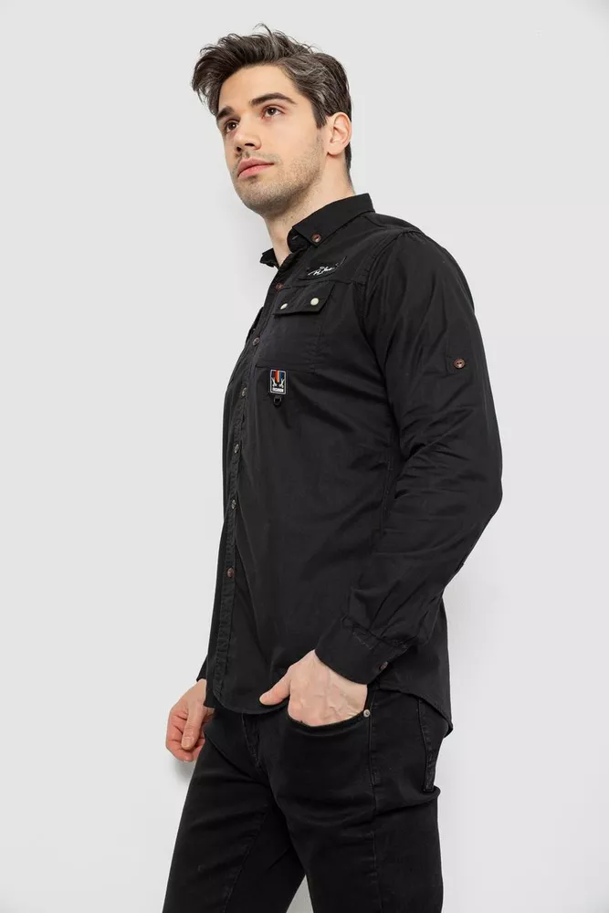 Купить Рубашка мужская, цвет черный, 186R01-2 - Фото №3