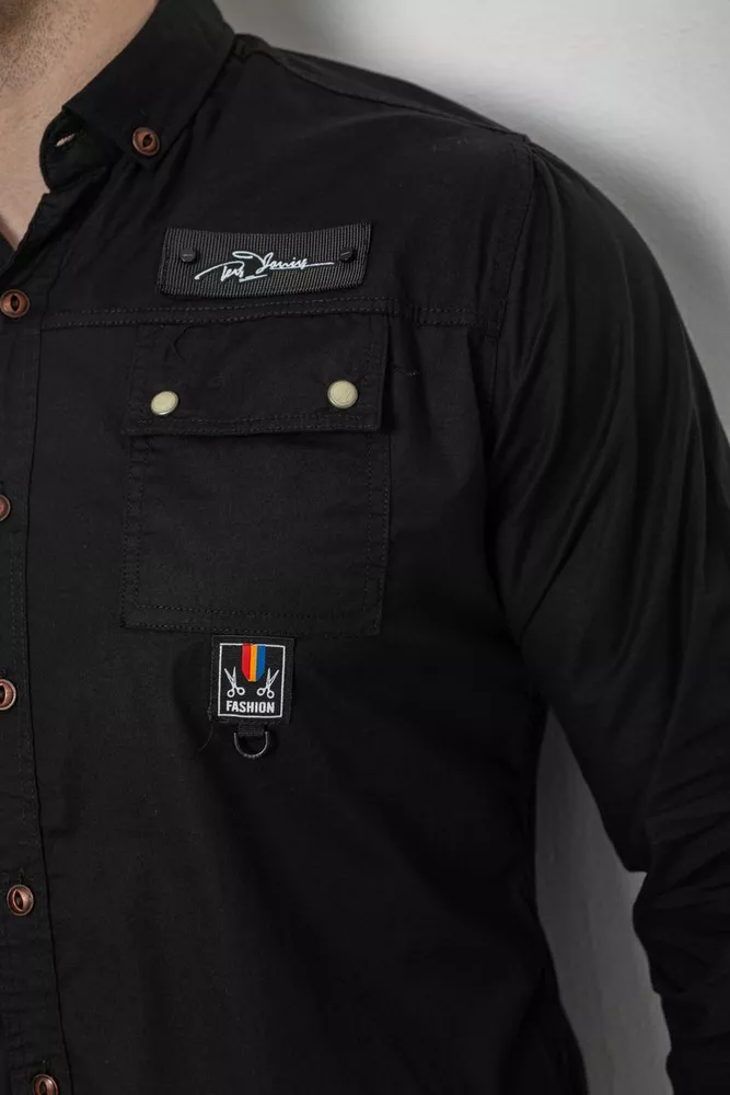 Купить Рубашка мужская, цвет черный, 186R01-2 - Фото №5