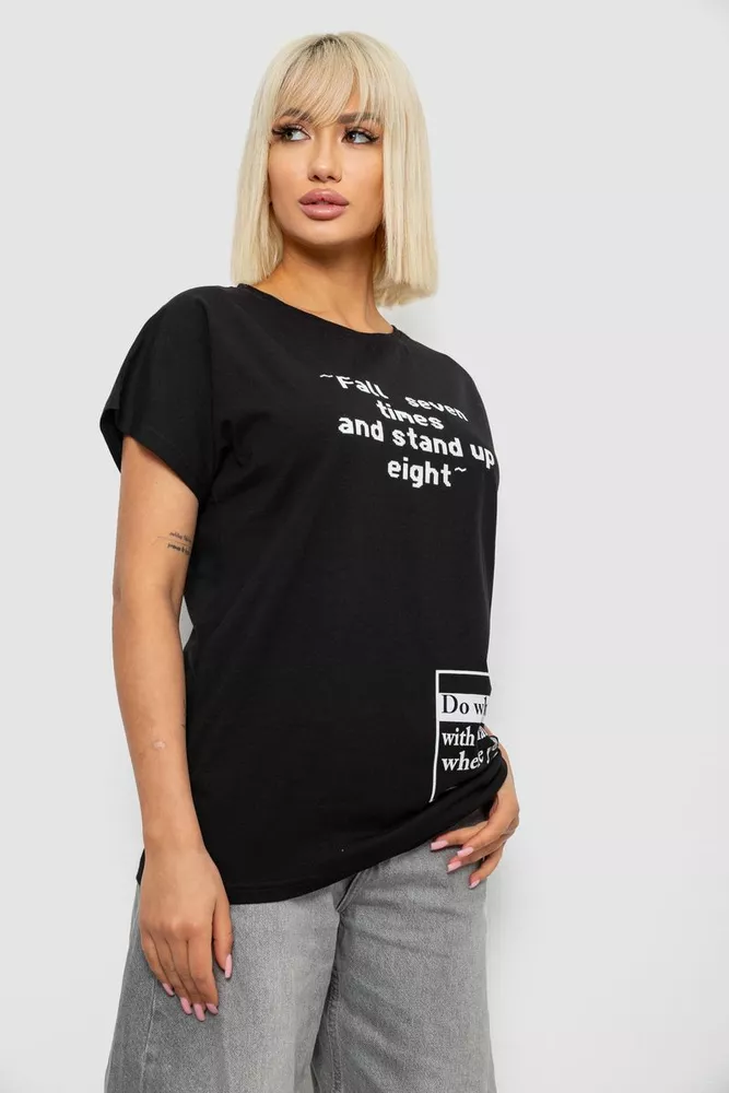 Купить Футболка женская с принтом, цвет черный, 244R2004 - Фото №3