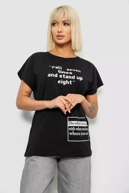 Футболка женская с принтом, цвет черный, 244R2004