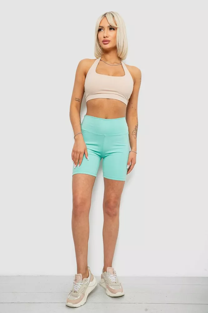 Купити Велотреки жіночі однотонні, колір м'ятний, 214R921 оптом - Фото №2