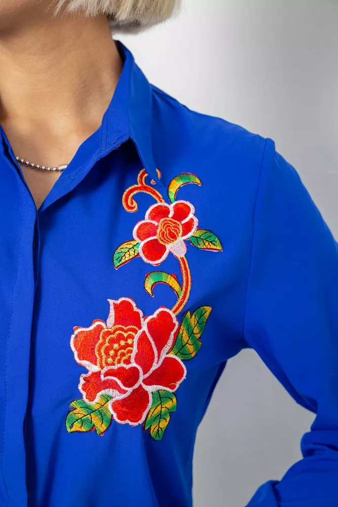 Купить Рубашка женская классическая с аппликацией, цвет электрик, 230R014 - Фото №5