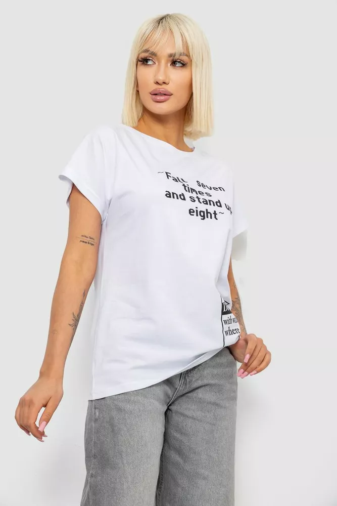 Купить Футболка женская с принтом, цвет белый, 244R2004 - Фото №1