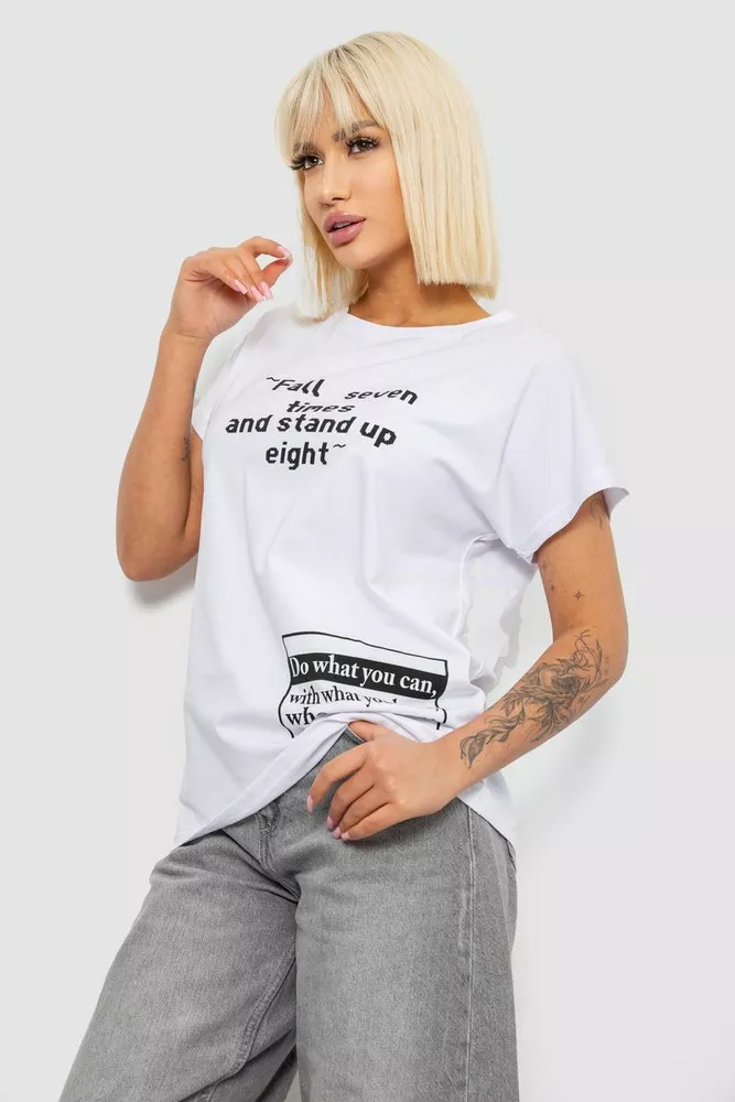 Купить Футболка женская с принтом, цвет белый, 244R2004 - Фото №3