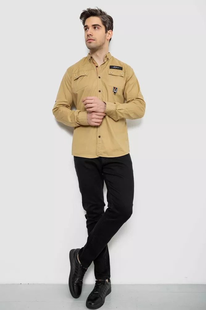 Купить Рубашка мужская, цвет бежевый, 186R01-2 - Фото №2