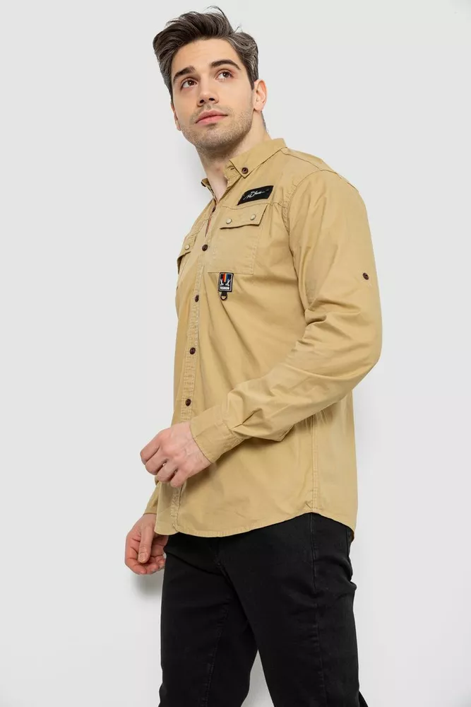 Купить Рубашка мужская, цвет бежевый, 186R01-2 - Фото №3