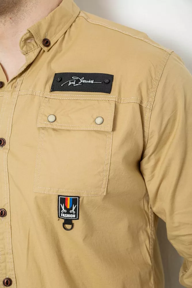 Купить Рубашка мужская, цвет бежевый, 186R01-2 - Фото №5