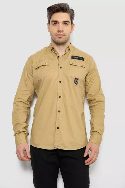 Рубашка мужская, цвет бежевый, 186R01-2