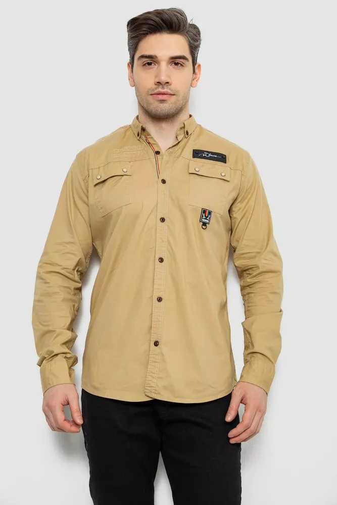 Купить Рубашка мужская, цвет бежевый, 186R01-2 - Фото №1