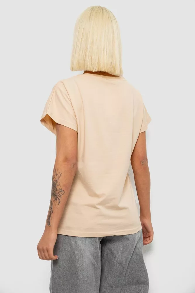 Купить Футболка женская с принтом, цвет бежевый, 244R2004 - Фото №4