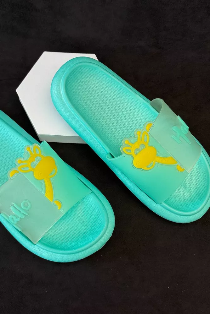 Купить Шлепанцы женские с аппликацией, цвет бирюзовый, 243R5028-4 - Фото №2