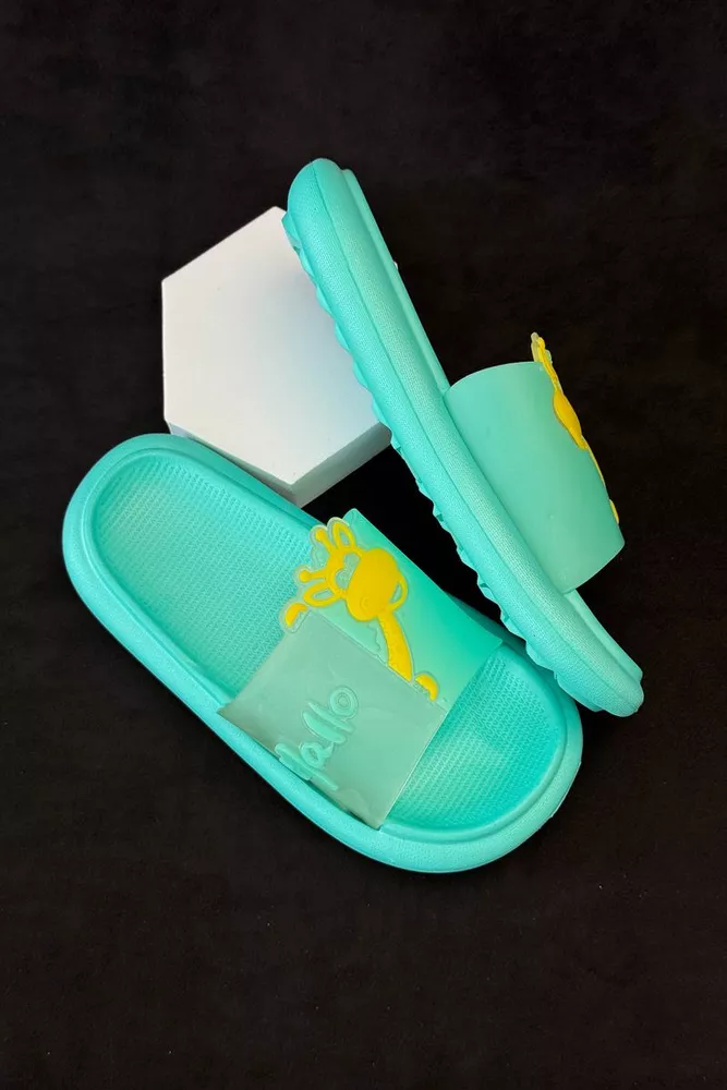 Купить Шлепанцы женские с аппликацией, цвет бирюзовый, 243R5028-4 - Фото №3