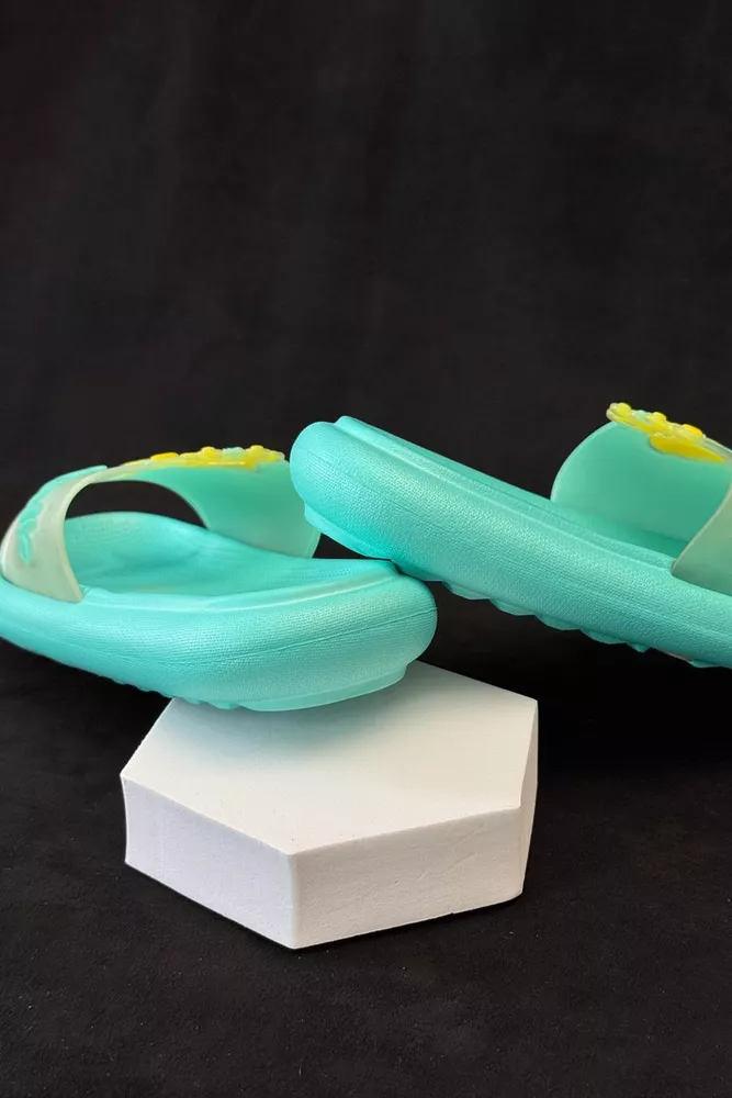 Купить Шлепанцы женские с аппликацией, цвет бирюзовый, 243R5028-4 - Фото №5