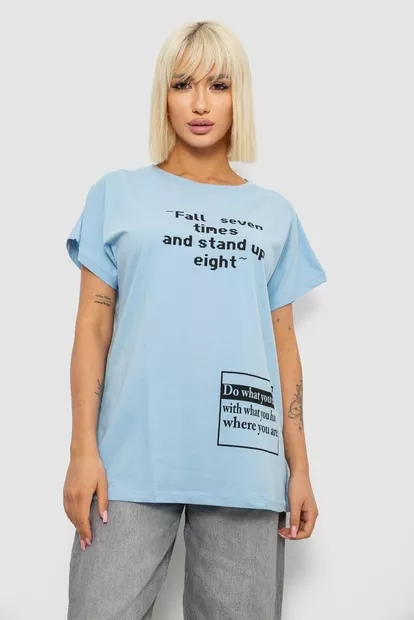 Футболка жіноча з принтом, колір блакитний, 244R2004