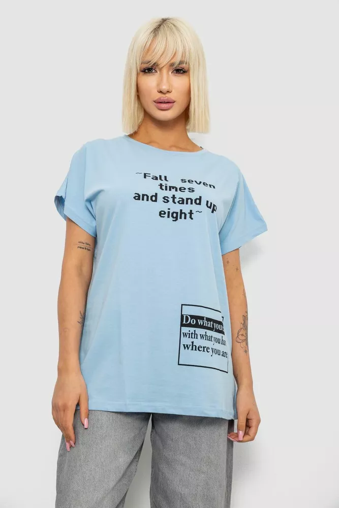 Купить Футболка женская с принтом, цвет голубой, 244R2004 - Фото №1