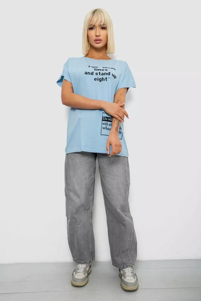 Купить Футболка женская с принтом, цвет голубой, 244R2004 - Фото №2