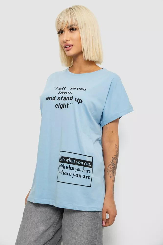 Купить Футболка женская с принтом, цвет голубой, 244R2004 - Фото №3