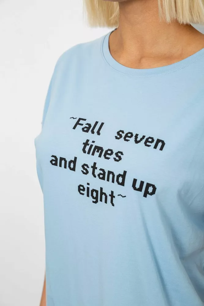 Купить Футболка женская с принтом, цвет голубой, 244R2004 - Фото №5