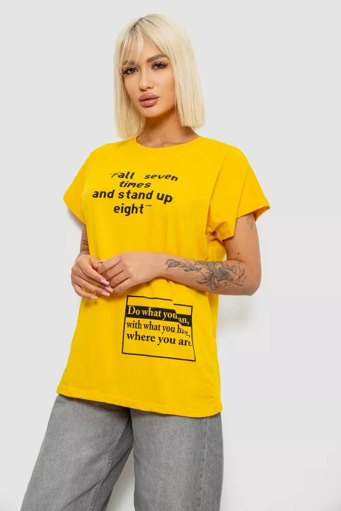 Купить Футболка женская с принтом, цвет желтый, 244R2004 - Фото №3