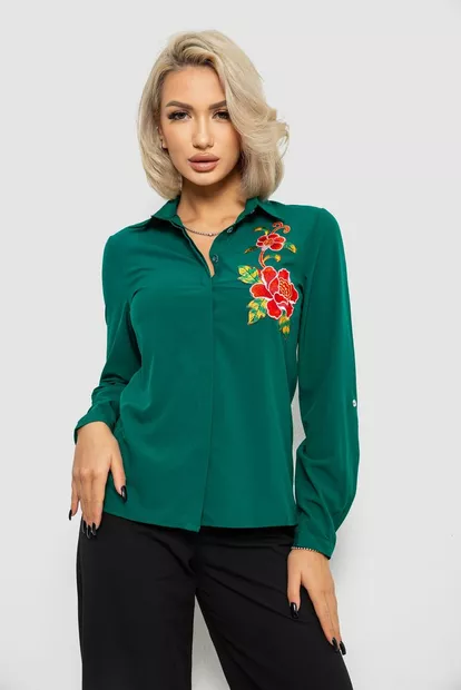 Сорочка жіноча класична з аплікацією, колір зелений, 230R014