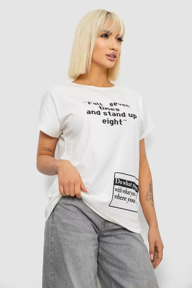 Купить Футболка женская с принтом, цвет молочный, 244R2004 - Фото №3