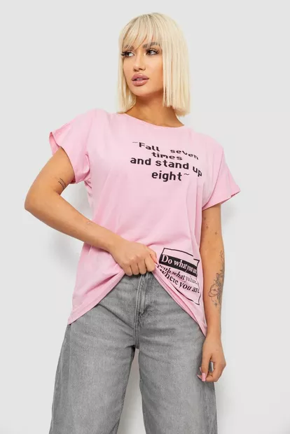 Футболка женская с принтом, цвет розовый, 244R2004