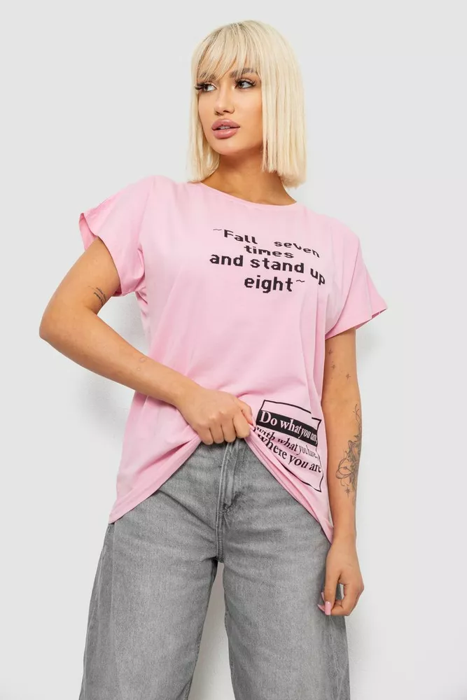 Купить Футболка женская с принтом, цвет розовый, 244R2004 - Фото №1