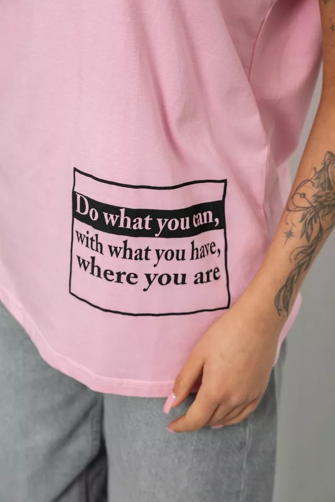 Купить Футболка женская с принтом, цвет розовый, 244R2004 - Фото №5