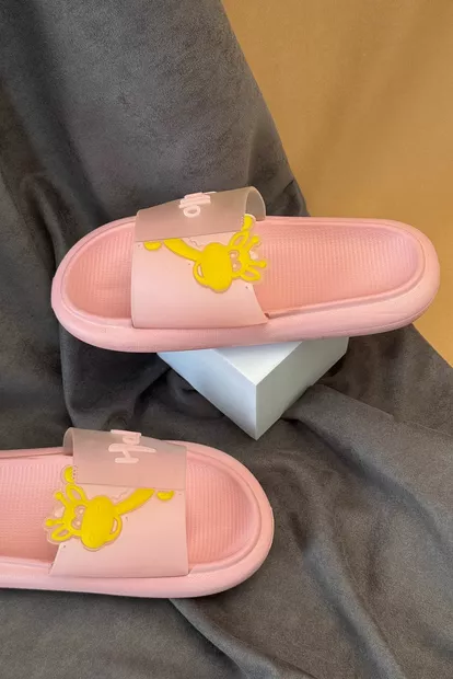 Шлепанцы женские с аппликацией, цвет светло-розовый, 243R5028-4