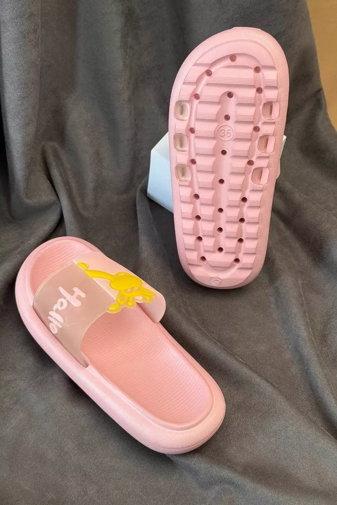 Купити Шльопанці жіночі з аплікацією, колір світло-рожевий, 243R5028-4 - Фото №3