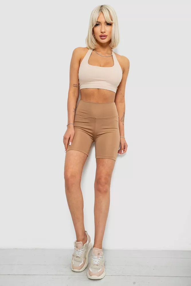 Купити Велотреки жіночі однотонні, колір мокко, 214R921 оптом - Фото №2