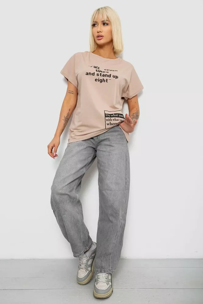 Купить Футболка женская с принтом, цвет мокко, 244R2004 - Фото №2