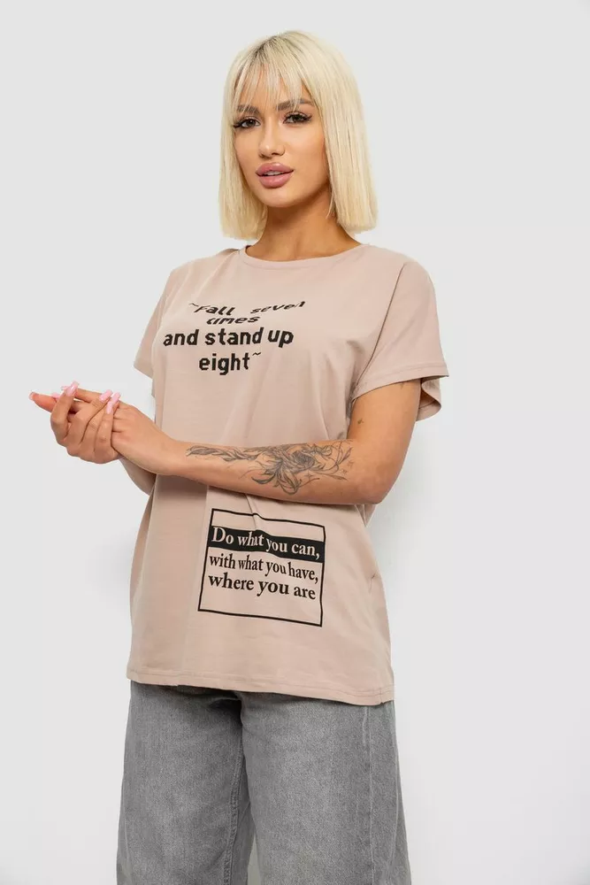 Купить Футболка женская с принтом, цвет мокко, 244R2004 - Фото №3