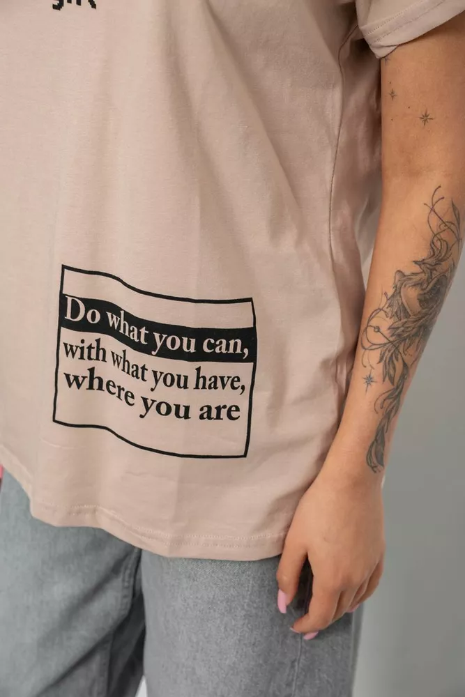 Купить Футболка женская с принтом, цвет мокко, 244R2004 - Фото №5