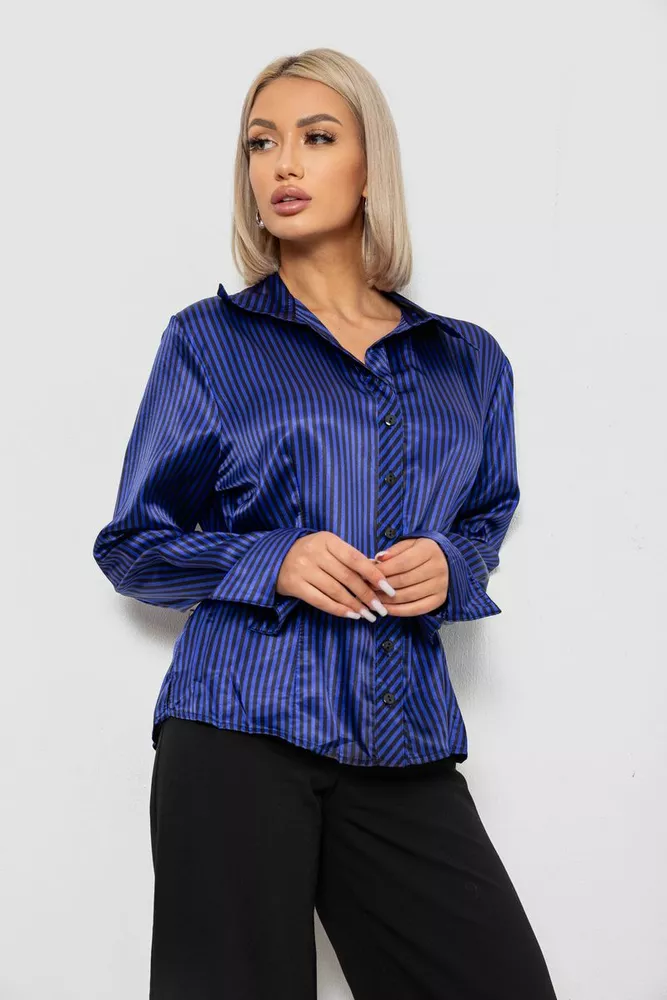 Купити Сорочка класична в смужку, колір чорно-синій, 230R64-2 оптом - Фото №3