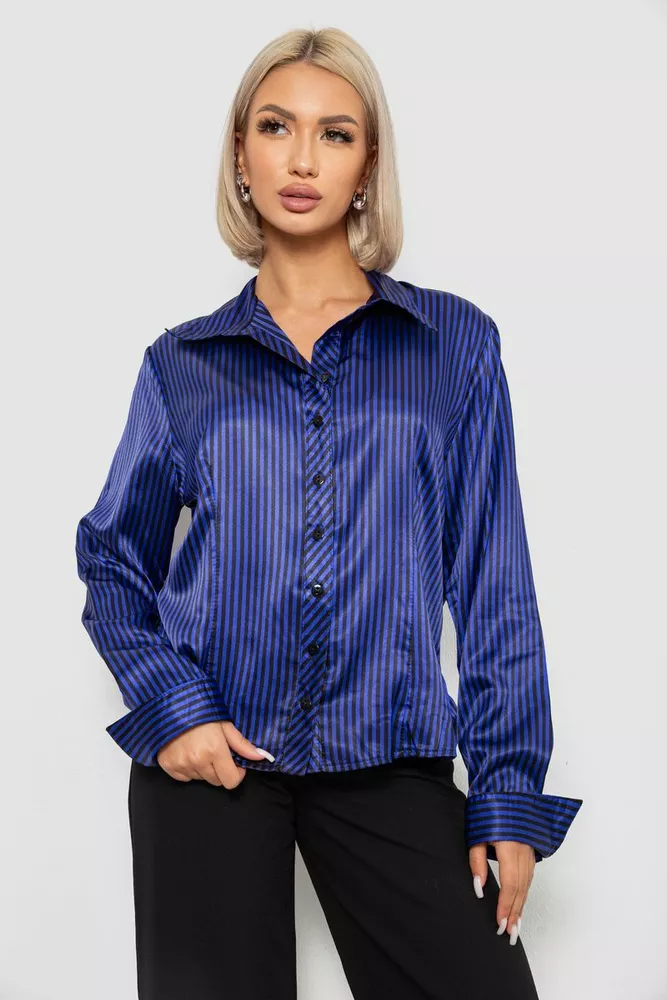 Купити Сорочка класична в смужку, колір чорно-синій, 230R64-2 оптом - Фото №1
