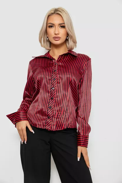 Рубашка классическая в полоску, цвет черно-красный, 230R64-2