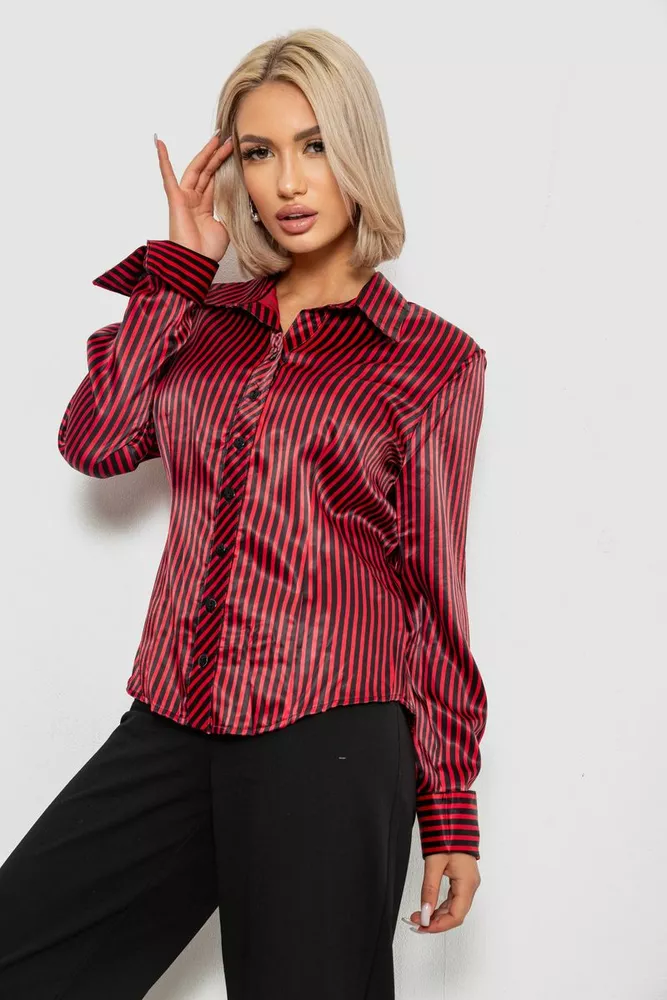 Купити Сорочка класична в смужку, колір чорно-червоний, 230R64-2 оптом - Фото №3