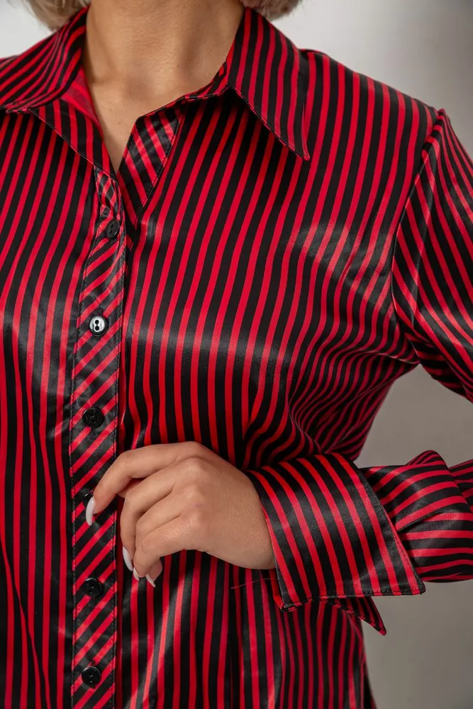 Купити Сорочка класична в смужку, колір чорно-червоний, 230R64-2 оптом - Фото №5