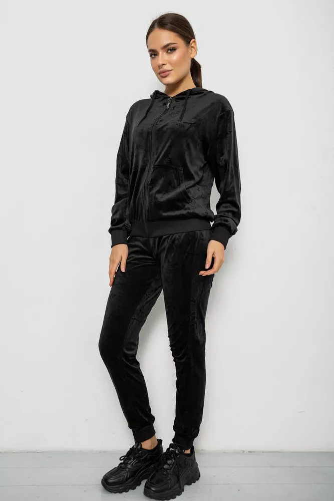 Купить Спортивный костюм женский велюровый, цвет черный, 244R9135 - Фото №3
