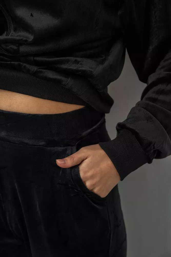 Купить Спортивный костюм женский велюровый, цвет черный, 244R9135 - Фото №5