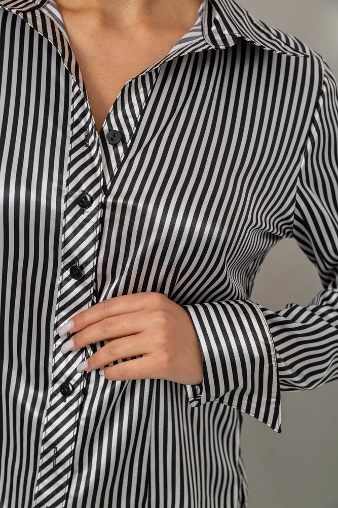 Купить Рубашка классическая в полоску, цвет черно-белый, 230R64-2 - Фото №5
