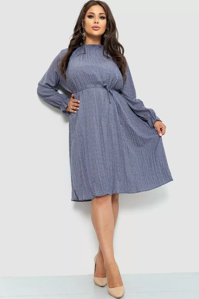 Купити Сукня вільного крою шифонова, колір джинс, 204R701-1 - Фото №1