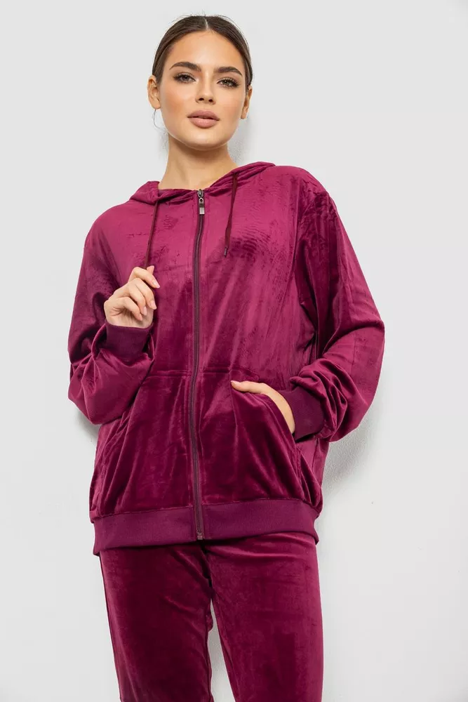 Купить Спортивный костюм женский велюровый, цвет бордовый, 244R9135 - Фото №2